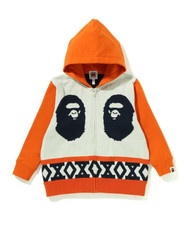 Bape Kids Ape Head Knit Body Zip Hoodie Orange Size 100 K