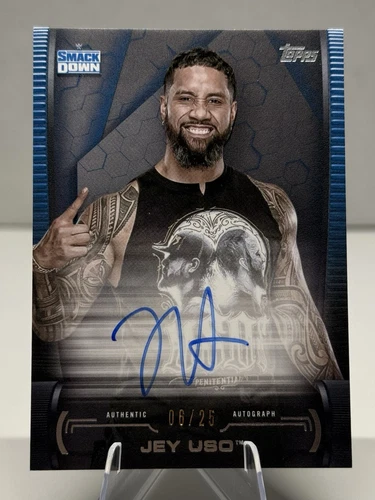 2021 Topps WWE Jey Uso #A-JU AUTO BLUE SSP /25 - Smack Down