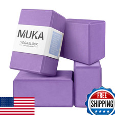 Muka 4-Pack Yoga Blocks 4x6x9 Inch - EVA Foam Non-Slip Surface Yoga Brick
