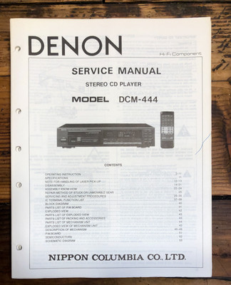 Denon DCM-444 CD Player  Service Manual *Original*