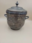 Vintage Silver Plated Ice Bucket Insulated White Ceramic Glass Newport Gorham