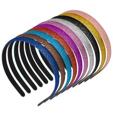 Adecco Glitter Headbands for Girls - Sparkly Colorful Plastic Headbands 10 P...