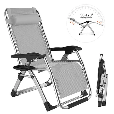 KEINE MARKE Mehrfach verstellbarer Garten-Entspannungsstuhl Zero-Gravity, grau, tragbar