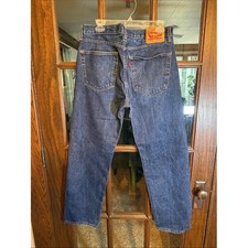 Levis 505 Regular Fit Straight Leg Jeans Mens 36x32 Dark Wash Blue Denim