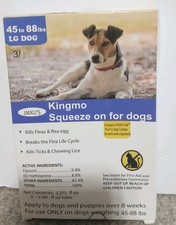 Kingmo Squeeze on for dogs for Fleas Ticks LG Dog 45-88 lbs. over 8 wks.