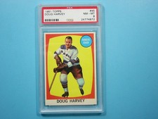 1961 1961/62 TOPPS NHL HOCKEY CARD #45 DOUG HARVEY PSA 8 NM/MINT SHARP+ 61/62