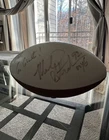 michael strahan signed football with a message that’s says “ Go Giants “
