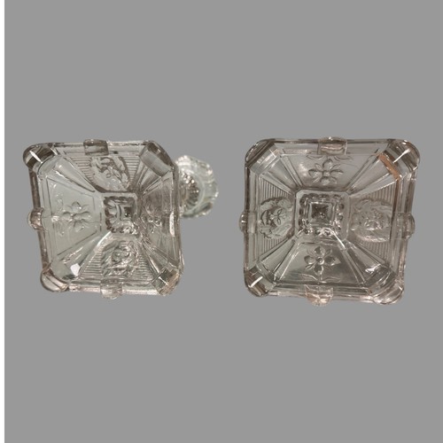 Pair of Vintage Pressed Glass Floral & Lion Decorated Glass 8" Candlesticks - Picture 6 of 6