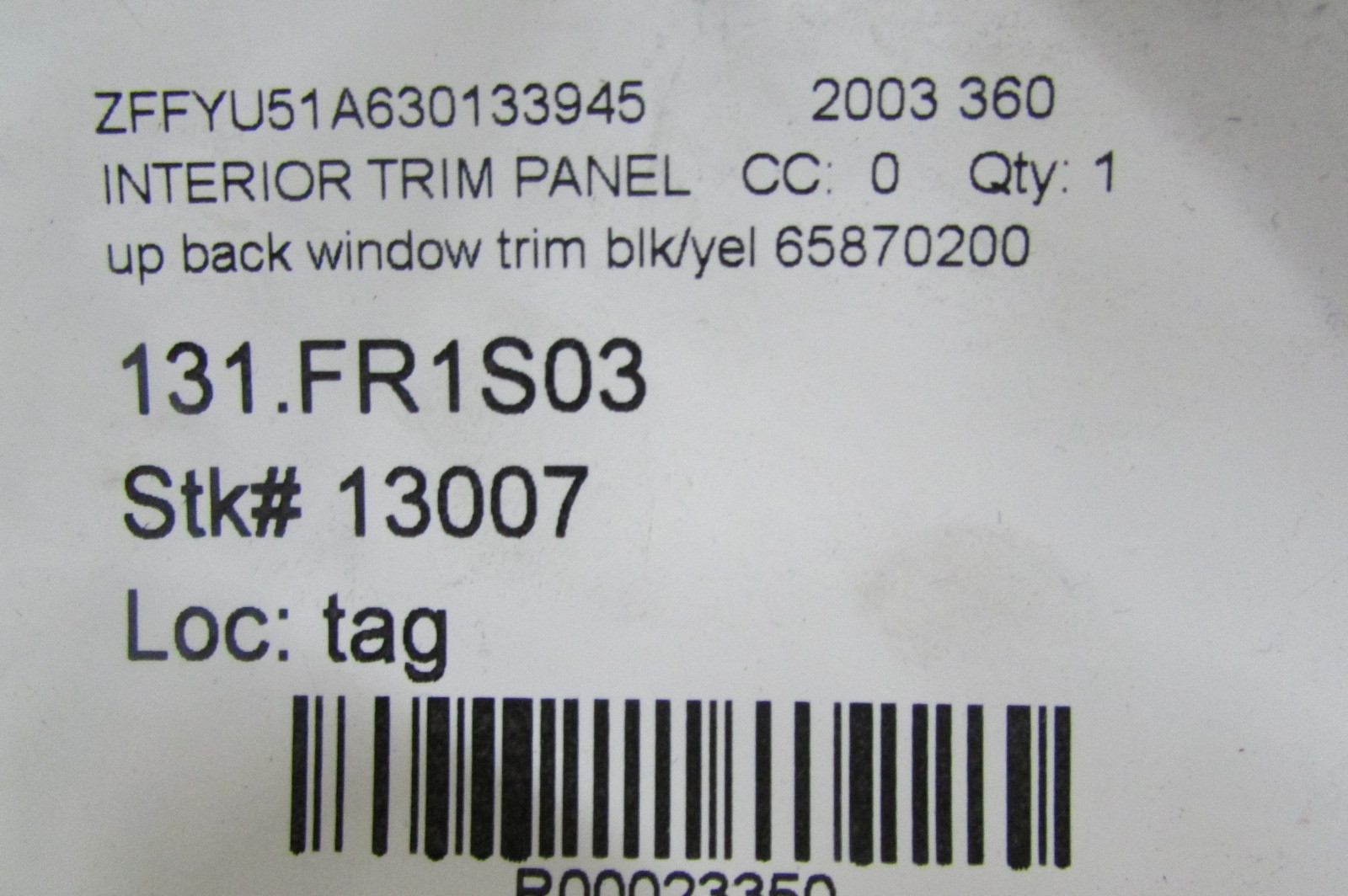 Ferrari 360, Upper Rear Window Trim, Black Leather, Used 65870200
