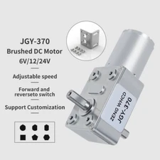 JGY370 Worm Gear Motor DC 6V 12V 24V Double Output Shaft With Self-locking Metal