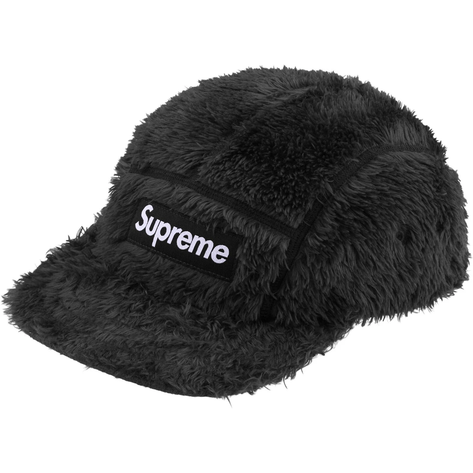 Casquette de camp polaire polaire cheveux longs Supreme Fuzzy noire taille unique, à la main