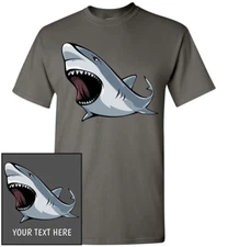 Angry Shark T-Shirt, Men Women Youth Kids Tank Long Personalized Tee great white