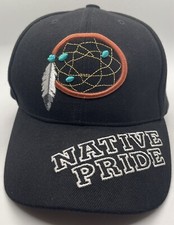 Native Pride, Dreamcatcher, Embroidered, Black Hat, Crown, Hook Loop, One Size