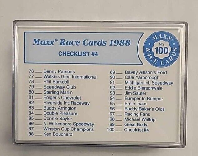 1988 Maxx Race Cards First Annual Edition Complete 100 Card Set | eBay