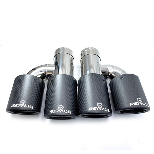 2PCS ID:2.5" OD:3.5" Quad H Exhaust Tip End+Matt Carbon Fiber Dual Pip - Picture 3 of 10