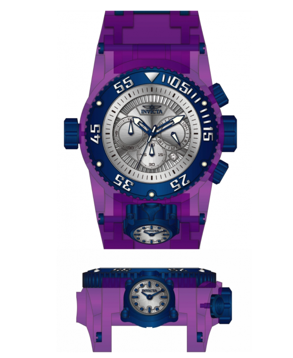 Invicta Bolt Zeus Magnum Shutter Men's 52mm Dual Time Purple