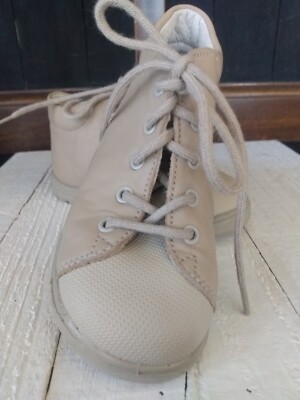 Ricosta Pepino Wheat Beige Leather Unisex Tie Booties US 6 EU 22 All Seasons New