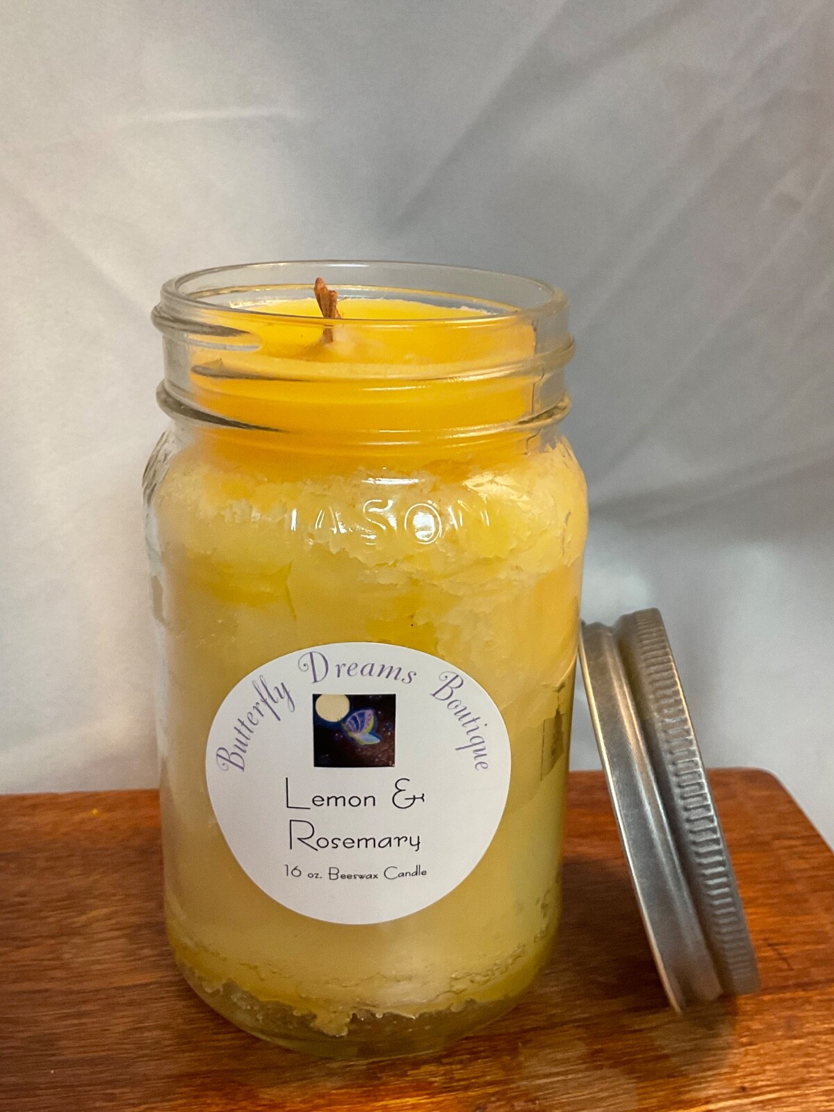 Homemade Summer Tropical Fruit Scented 16 oz Mason jar organic beeswax Candle