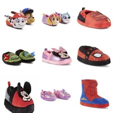 Toddler Boys or Girls Character Plush Slippers . Disney, Nick, and others.u-pik