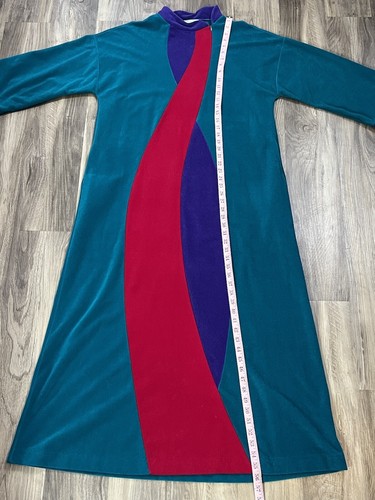 Vintage Vanity Fair Robe Medium Blue Purple Fleece Long House Coat Nightgown - Picture 14 of 15