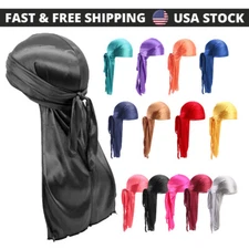 Silky Satin Durag Premium Unisex Bandana Wave Cap Hat Doo Rag Biker Head Wrap