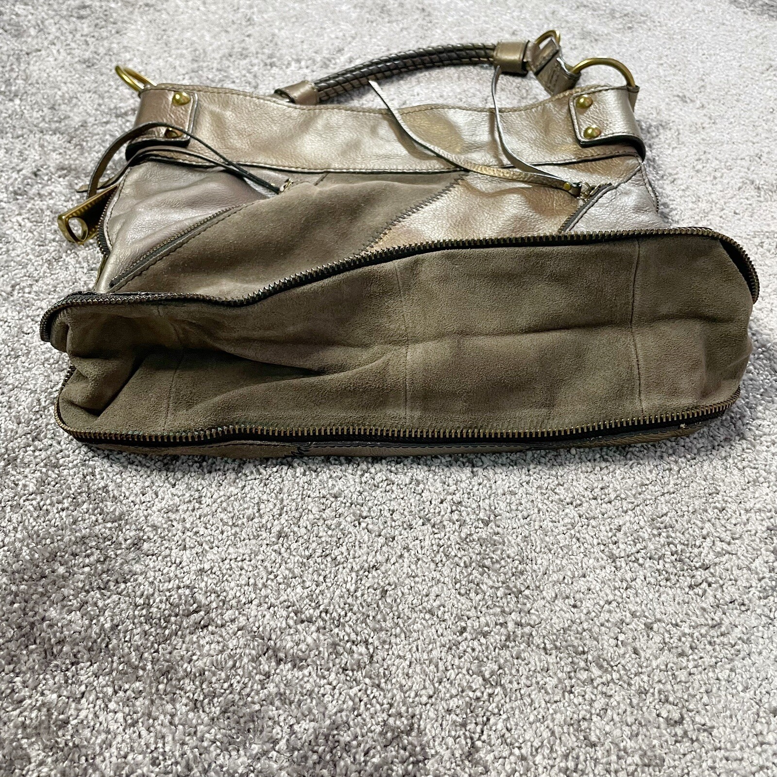 Fossil Vintage Patchwork Bronze​ Brown Suede Leat… - image 2