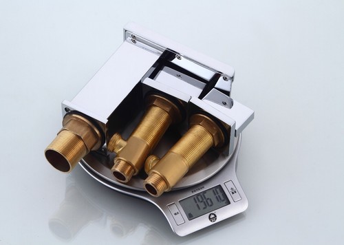 Bathroom 3PCS LED Waterfall 2 Handles Basin Faucet Deck Mount Sink Mixer Taps - Picture 5 of 9