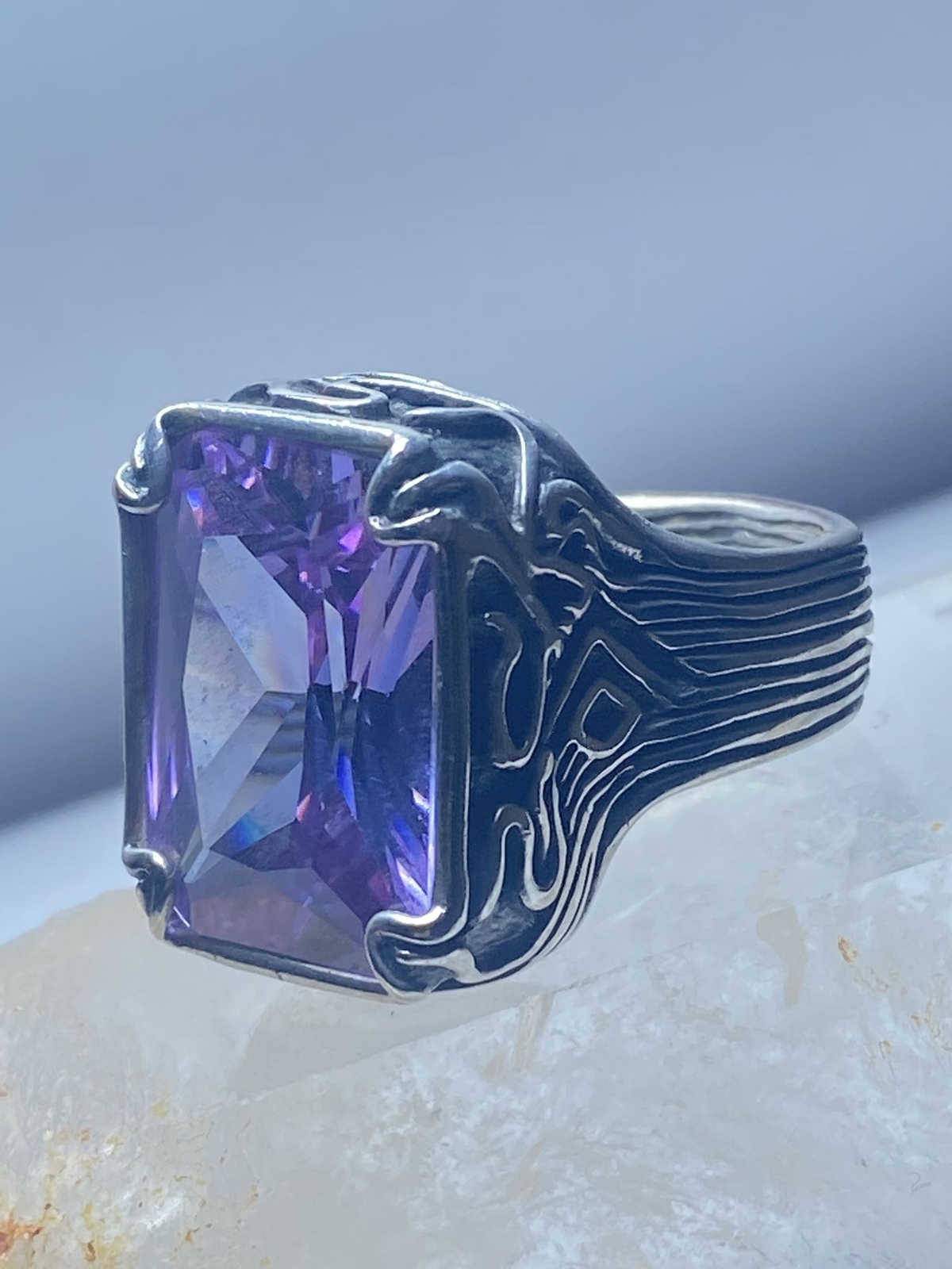 Silpada Ring Statement Purple bulky sterling silv… - image 14