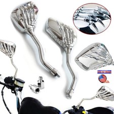 2x 8MM 10MM Chrome Skull Hand Motorcycle Side...