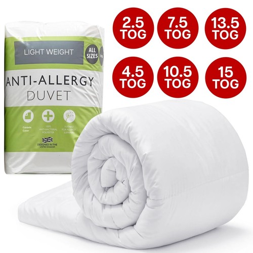 Anti-Allergy Duvet Quilt - Hypoallergenic Hollowfibre, 10.5/13.5/15 Tog, Single/Double/King Size