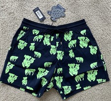 NWT VILEBREQUIN Swim Trunks MOORISE - GLOW IN THE DARK - MEN - XL - NAVY BLUE