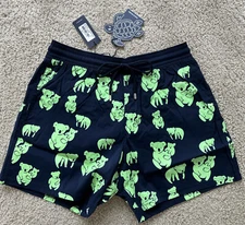 NWT VILEBREQUIN Swim Trunks MOORISE - GLOW IN THE DARK - MEN - 2XL - NAVY BLUE