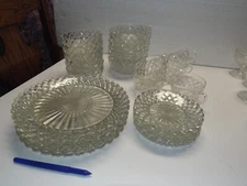 54pc Dinner &Bread Plate BOWLs TUMBLERS ++Anchor Hocking Waterford Waffle EXC