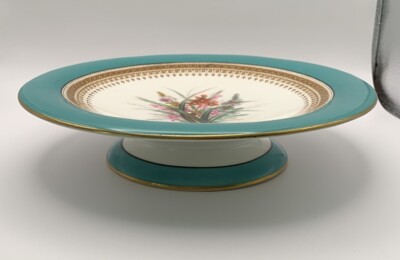 Antique Royal Worcester China 1874 Hand Painted Footed Dessert/ Salad Plate 9 