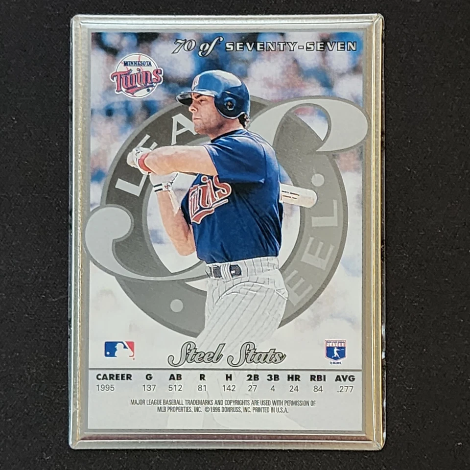 MARTY CARDOVA 1996 DONRUSS HOJA PLATA ACERO ESTADÍSTICAS 70 DE 77 MLB GEMELOS Foto 2 de 2