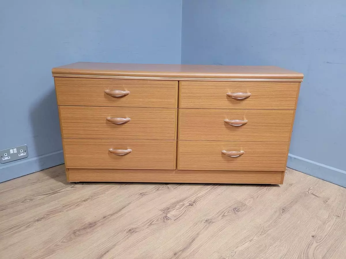 Mid Century Six Drawer Mid Century Sideboard On Casters Mirrored