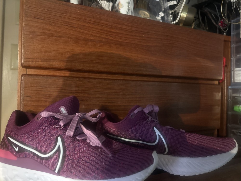 Nike React Infinity Run Flyknit 3 Womens Running Shoes Bordeaux Purple Size 9.5 DD3024-500