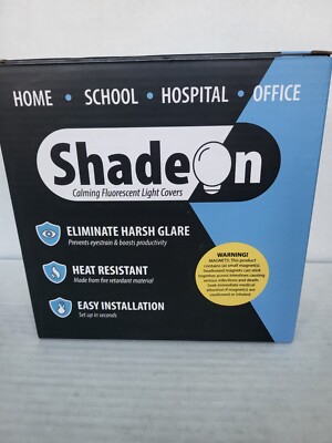 Set of 4 NEW blue Classroom fluorescent ceiling light filters by ShadeOn, NIB