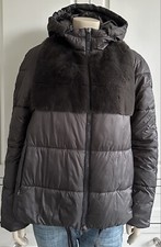 Bnwot - Luisa Cerano Brown Featherless Quilted & Faux Fur Puffer Jacket Uk10 F38