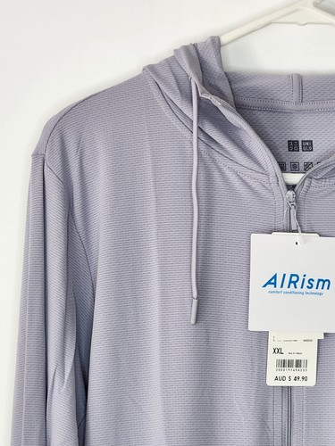 Uniqlo Soft grey Airism Light weight full zip hoodie Sz XXL Women's Brand New - Picture 3 of 10