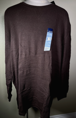Basic Editions Long Sleeve Brown Cotton Thermal Shirt Big & Tall Men's 3XLT NWT - Picture 1 of 4
