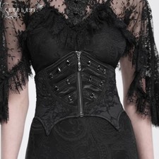 Eva Lady Women Black Gothic Retro Lace-Up Underbust Waistband Adjustable Corset