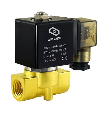 3/8'' Inch Brass Direct Acting Electric Solenoid Valve 220V AC Normally Closed 