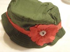 Gymboree Friendship Camp Size 5 6 7 Green Cotton Flower Gem Bucket Hat NWT