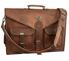 Leather Embossed Satchel Messenger Bag 18" Inch Laptop Briefcase Shoulder Bags