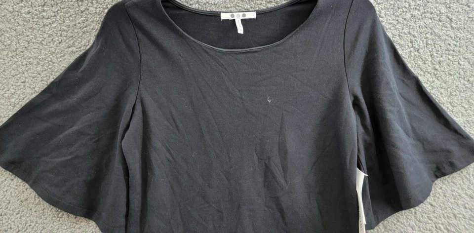 Three Dots Scoop Neck Dress Women's XS Black Solid Quarter Sleeve Pullover - Image 3 of 4