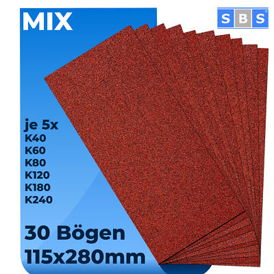 SBS  Schleifstreifen 115 x 280mm Mix 30 Stück Schleifpapier trocken
