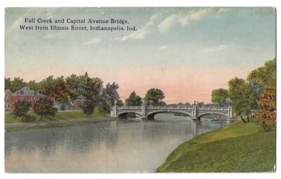 Indianapolis Indiana c1910 Fall Creek, Capitol Avenue Bridge