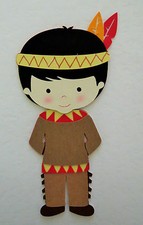 Thanksgiving Native American Indian Boy Die Cut Paper Scrapbook Embellishment