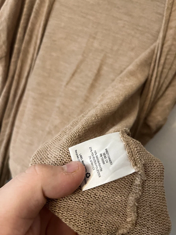 Cárdigan abierto Metaphor para mujer marrón caqui grande mezcla de rayón Foto 4 de 4